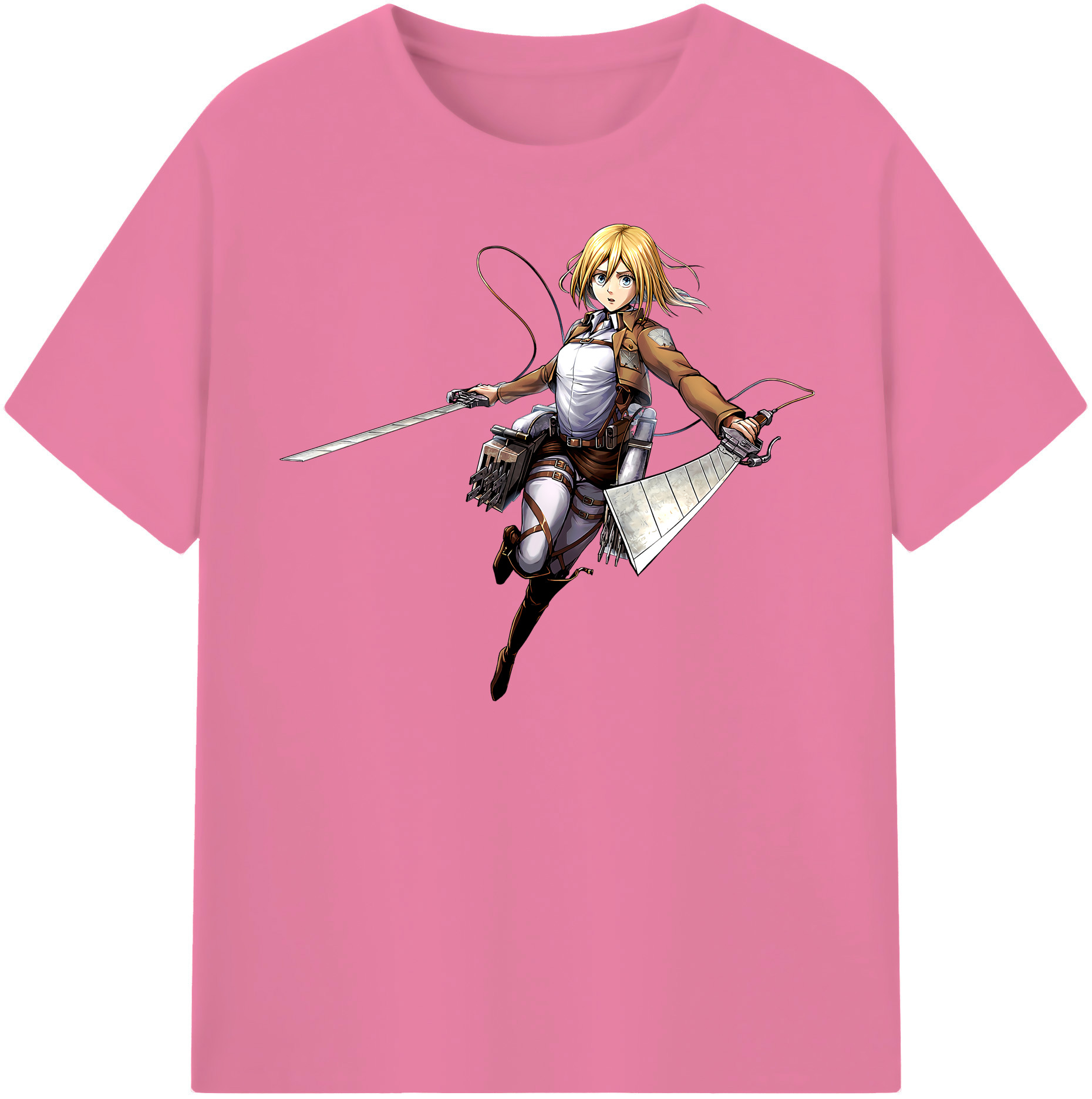 （画像用） 進撃の巨人 クリスタ·レンズ Attack on Titan Christa Lenz 綿100％半袖Tシャツ（フロントプリント）